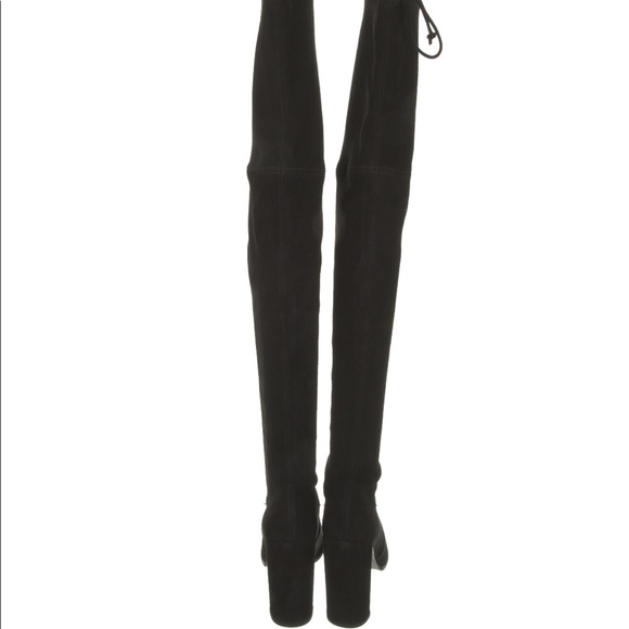Authentic Stuart Weitzman Black Suede Hiline Blasue Over Knee Boots - Picture 3 of 4